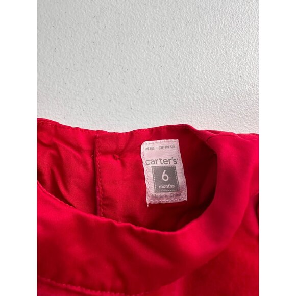 Carters Baby Girls 4-Piece Outfit Set Red Dress Bow Top White Vest Pants 6M - Picture 3 of 16